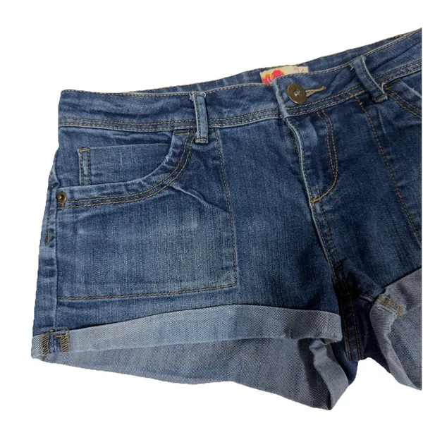 Y2K‎ Women's Low Rise Shortie Denim Mini Booty Shorts Size 28/6 Summer Vacation - Image 2