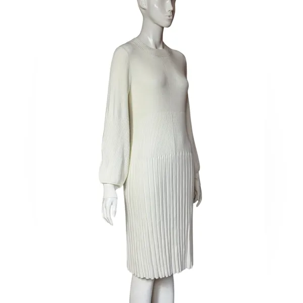 BEAUTIFUL by Lawrence Zarian Rayon Blend Elegant White Knit Dress S Small G#56 - Image 5