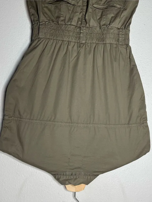 Pistola Cap Sleeve Smocked Waist Rosie Mini Dress in Army Olive Green - Image 6