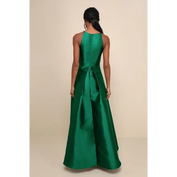 NWT Lulus Broadway Show Emerald Green High-Low Gown Ball Holiday Gala Size XS - Image 3