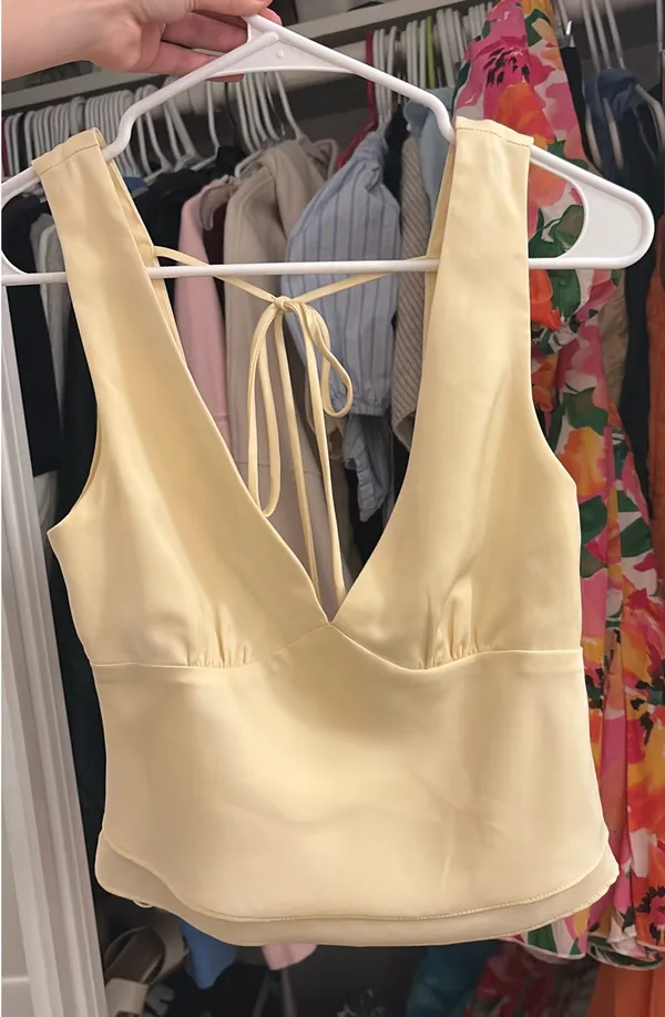 Light Yellow Satin American Threads top - Image 2