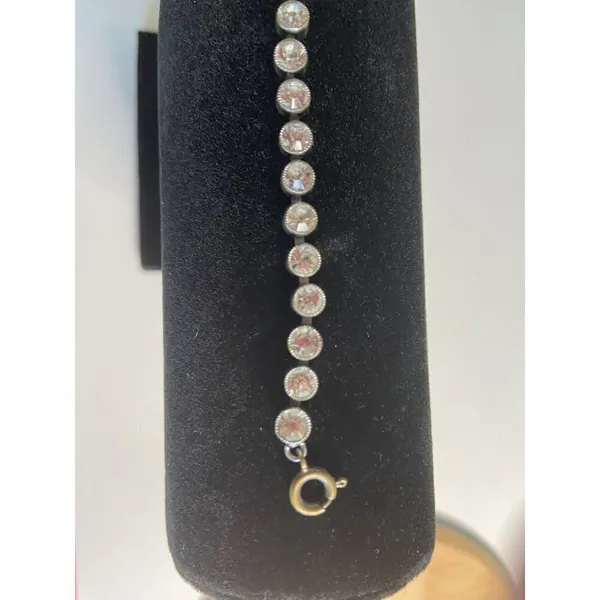 Vintage 7.5” Rhinestone Crystal Tennis Bracelet‎ w cup settings - Image 3