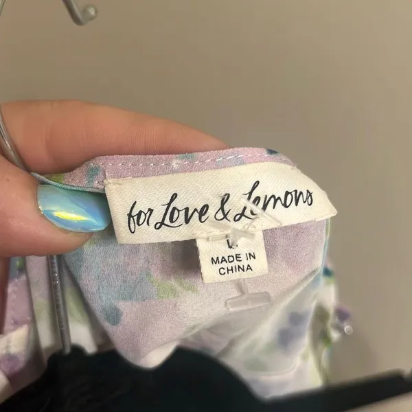 ✨For Love and Lemons White Purple Lavender Floral Mini Slip Sz Large Dress✨ - Image 4