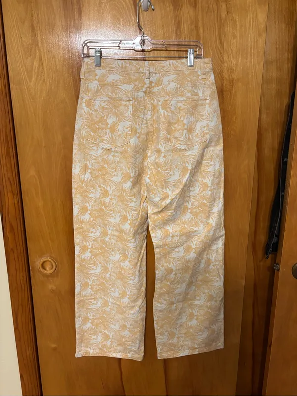 Polagram Tropical Print Wide Leg Pants Yellow White Large - Image 10