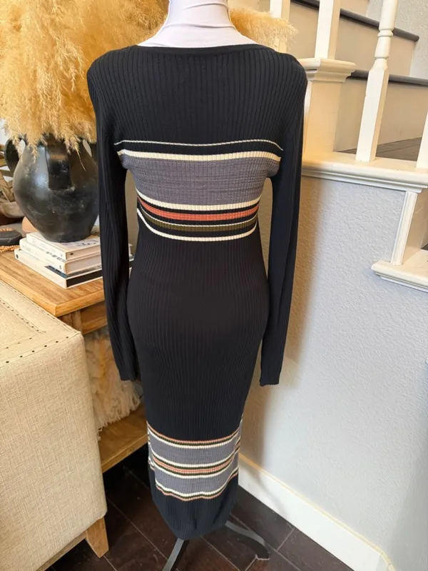 Abercrombie & Fitch A&F Collection Ribbed Striped Long Sleeve Dress Size M - Image 6