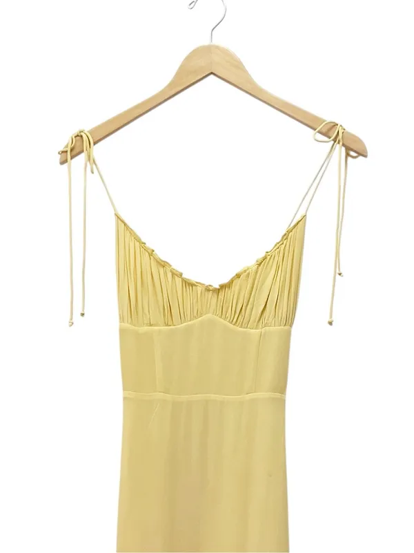 Reformation Embry Midi Dress Size 0 Sunshine Yellow Tie Strap Ruffle Hem - Image 5