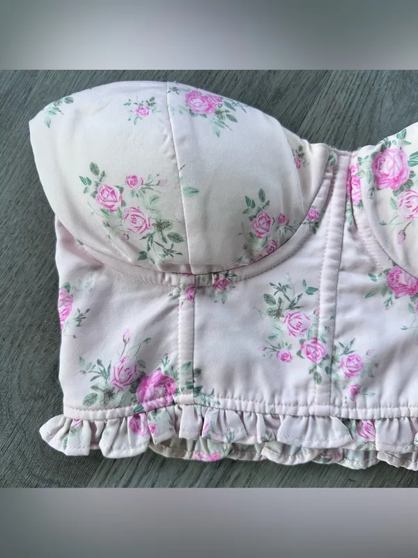 Pink Corset Strapless Bustier Top Women’s Medium Coquette Ballet Feminine - Image 2