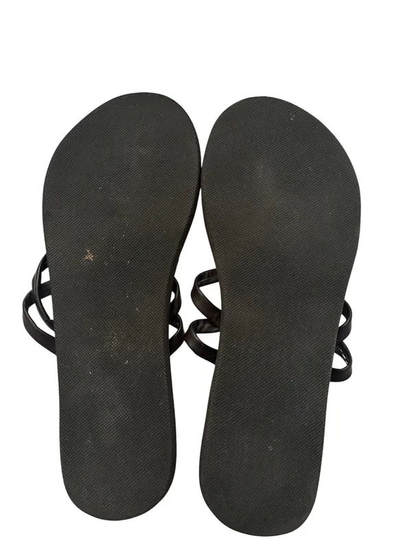 Global Girls Black Beaded Toe-Post Sandals with Turquoise Accents - Image 3