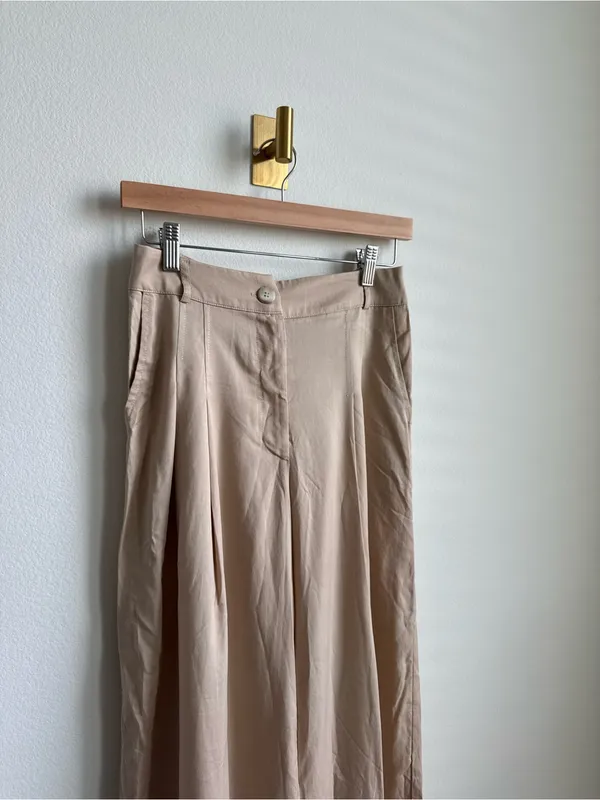 Anthropologie Amadi Pleated Wide Leg Pants Tencel Light Brown XS NWT $160 - Image 6