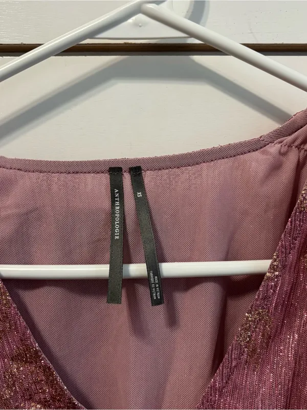 Anthropologie Pink Flutter Sleeve Blouse - Image 3