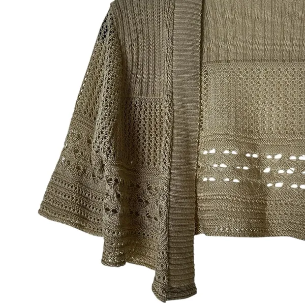 Vintage Y2K Crochet Knit Crop Cardigan Shrug Boho Hippie Festival Size Small - Image 2