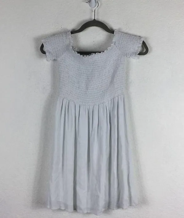 Show Me Your MuMu Dolly Smocked White Mini Dress Medium - Image 3