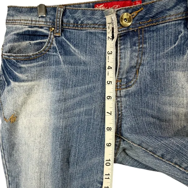 Vintage Apple Bottoms Y2K Jeans Womens 34x34 9/10 Blue Gold Accents Low Rise - Image 10