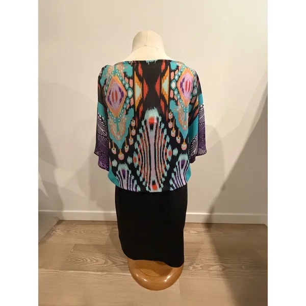 Roz & Ali Womens Multi Color Ikat Print Blouson Sheath Dress Size 12 - Image 3