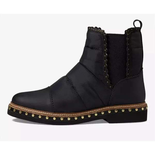 NWOT Free People Atlas Puffer Rivet Chelsea Boots in Black & Gold Sz. US 8 - Image 3