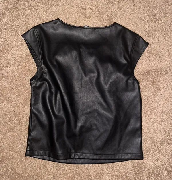 Marshalls Black Leather Top - Image 2
