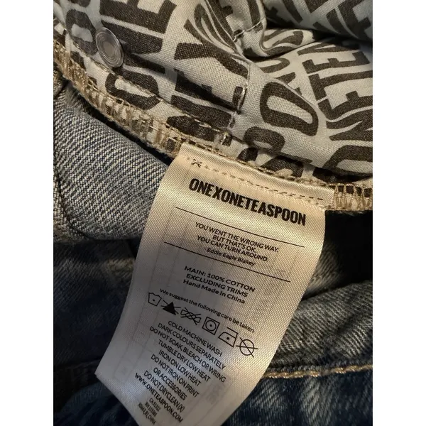 One‎ Teaspoon High Waist Legend Distressed Denim Mom Jeans Shorts Frayed Relaxed - Image 3