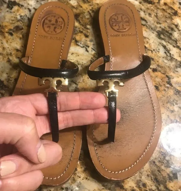 Tory Burch Black T Logo Flat Thong Sandal … - Image 3