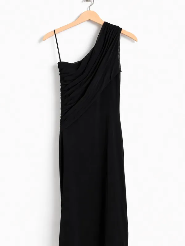 NWT Alice + Olivia Cici Goddess One Shoulder Ruched Black Mini Dress XS - Image 5