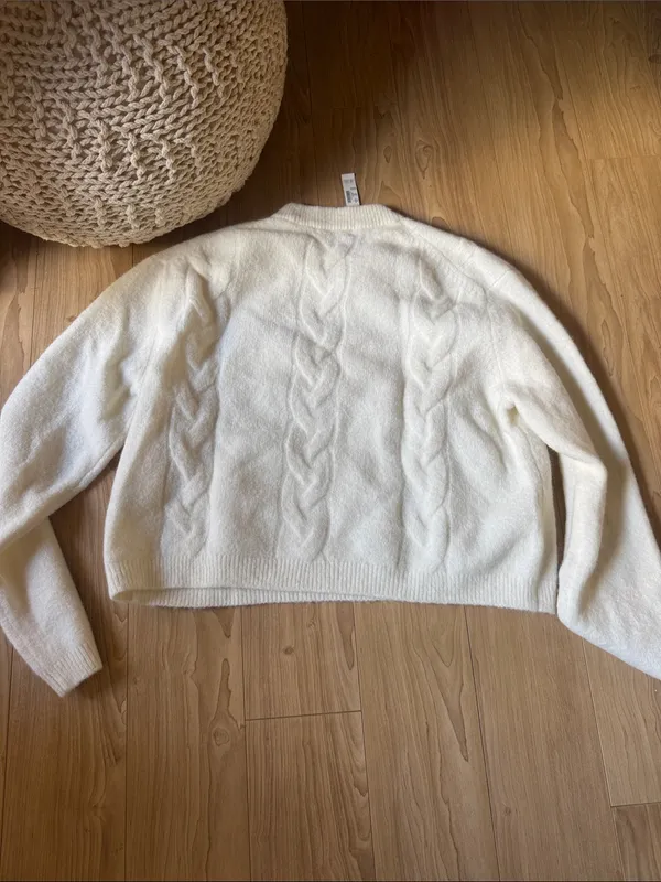 Madewell Cream Cable Knit Crewneck Sweater - Image 4