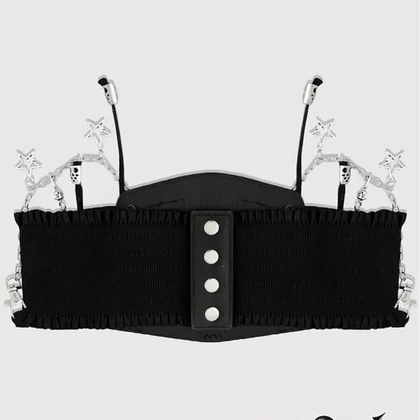 Black Corset Belt with Silver Chains - Image 2
