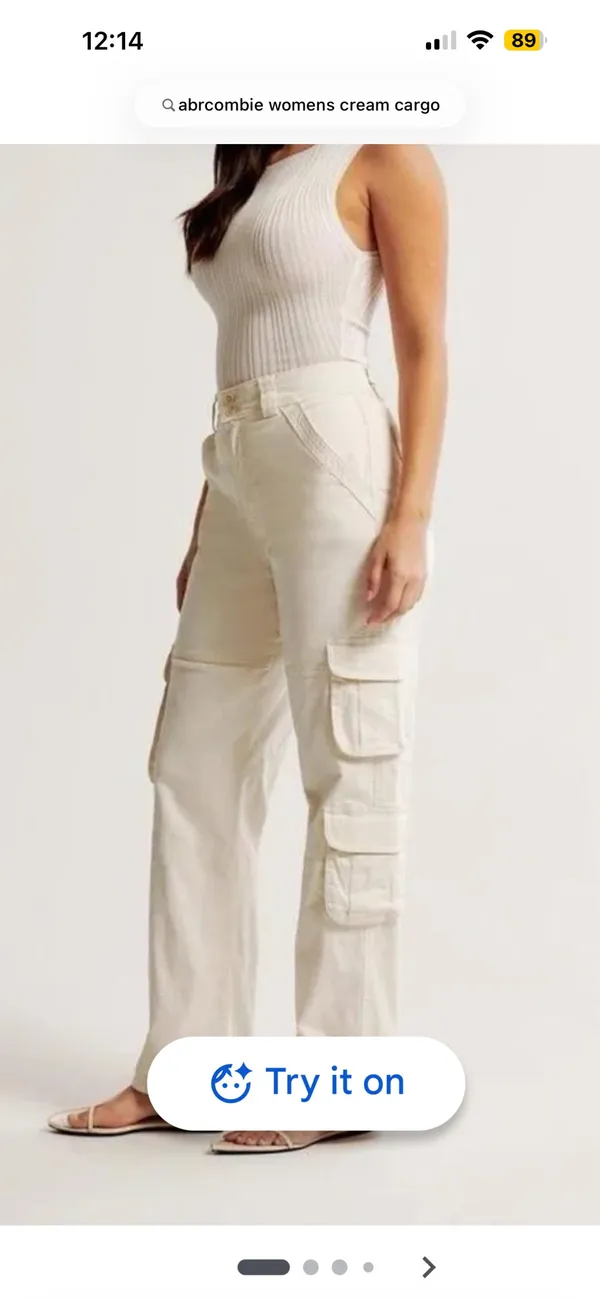 Relaxed Cargo Abercrombie Curve Love Pants Cream - Image 4
