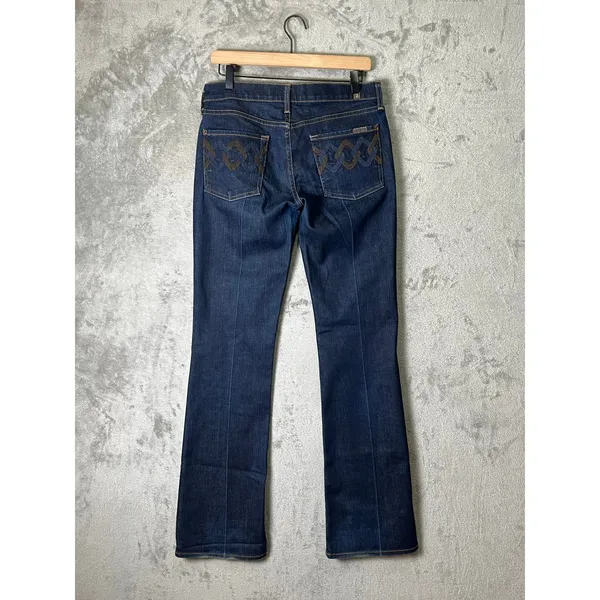 7 For All Mankind Bootcut Jeans Dark Wash‎ Mid Rise Stretch Denim Women's 28 - Image 3