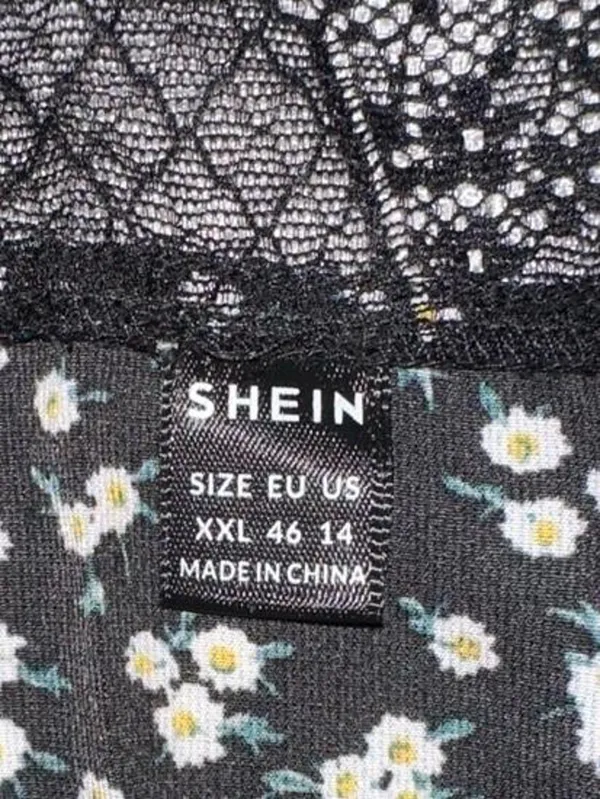 SheIn Maternity Black Lace-Trim Camisole Tank Top with White Daisy Print - Image 7