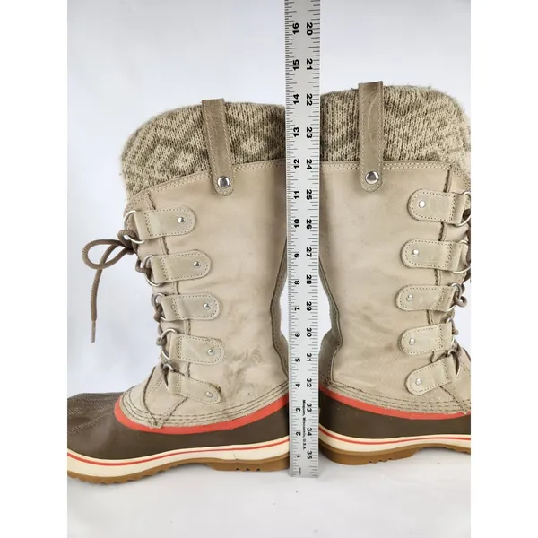 Sorel Joan Of Arctic Leather Boots Women SZ 10 Waterproof Thick Knit Snow Winter - Image 7