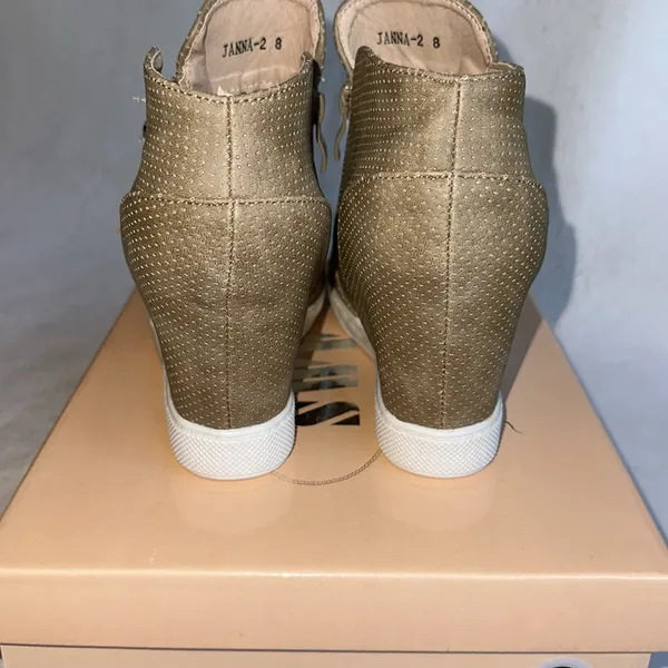 New Tan Sneaker Booties with wedge heel by AMS JANNA-2 Mid size 8 - Image 4