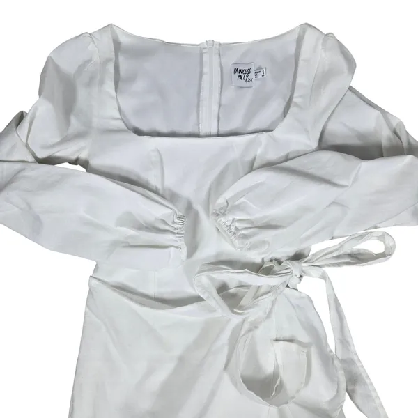 Princess Polly White The Villa Long Sleeve Mini Dress Square Neck‎ Wrap US 0 - Image 7