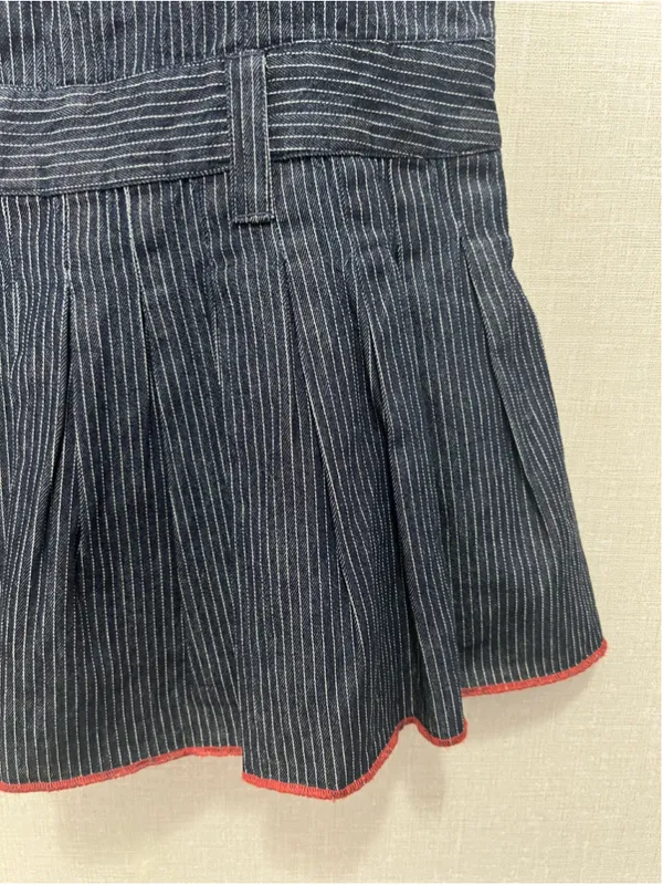 NWT Anthropologie Pilcro Pinstripe Denim Pleated Sleeveless Mini Dress W/Shorts - Image 3