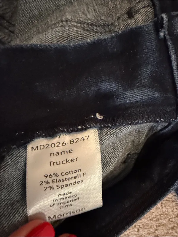 Morrison High-Rise Dark Blue Trucker Utility Straight Leg Slight Flare Jeans 24 - Image 7