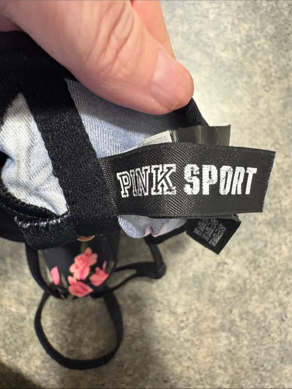 PINK Victoria's Secret Black Bralette with Pink Floral Print - Image 3