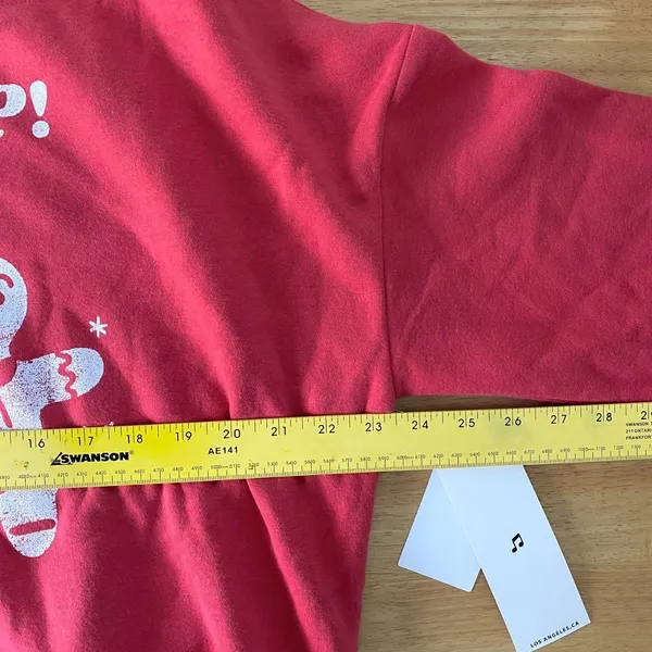 Nordstrom NWT Oh Snap Holiday Off the Shoulder Graphic Fleece Sweatshirt M Gingerbread Men - Image 5