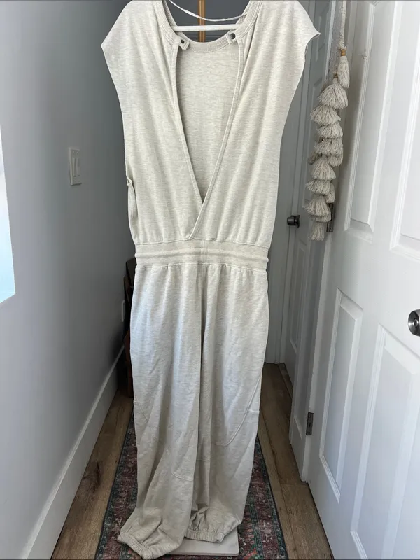 FP Movement Throw and Go Sweatsuit Onesie in Heather Oatmeal Cream XS Oversized - Image 6