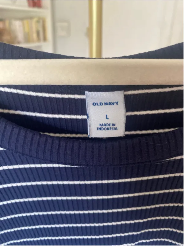 Old Navy Striped Ribbed Midi Dress Coastal Nautical Preppy Americana Classic L - Image 6