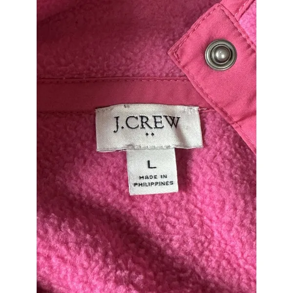 J. Crew Sweatshirt Women Size Large‎ Quilted Sherpa Fleece Snap Pullover Preppy - Image 3