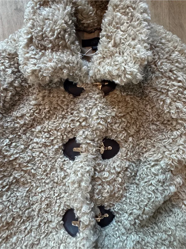 Zara Faux Shearling Hook Closure Jacket Sz Xl - Image 4