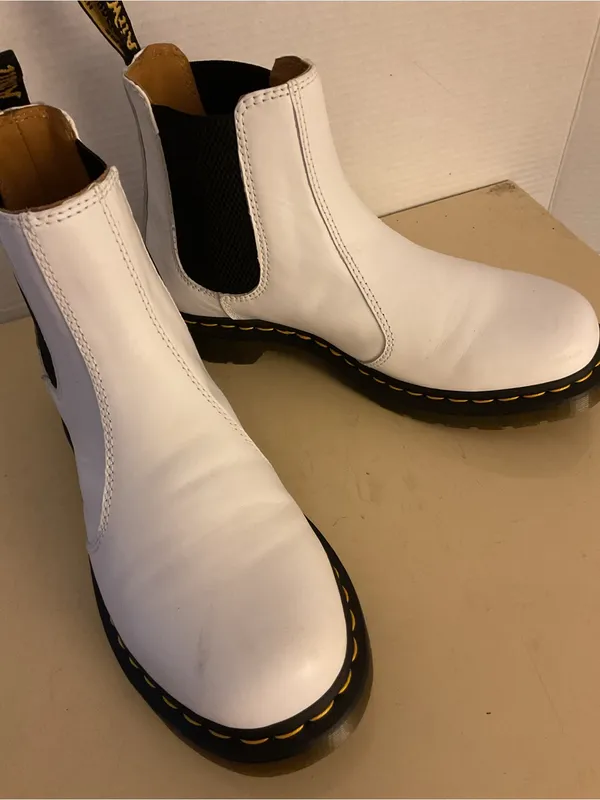 Dr. Martens women White Leather platform Chelsea Ankle Boots US 10 - Image 11