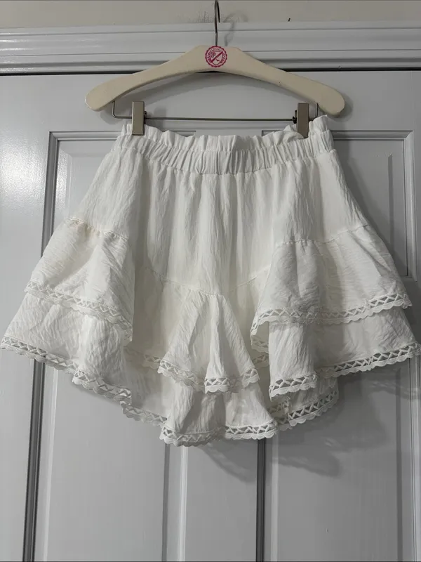 Amazon Tiered Ruffle Mini Skirt for Women Smocked Waist Aline Cute Y2K Flowy Boho Skort - Image 5