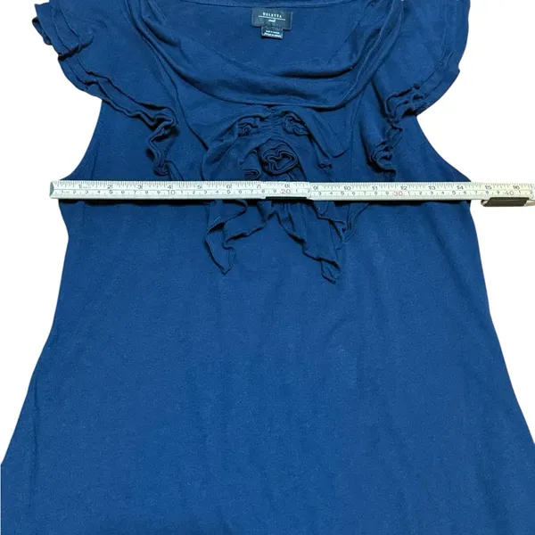 Anthropologie Deletta Womens Ruffle Front Navy‎ Blue Sleeveless Blouse Sz S - Image 4