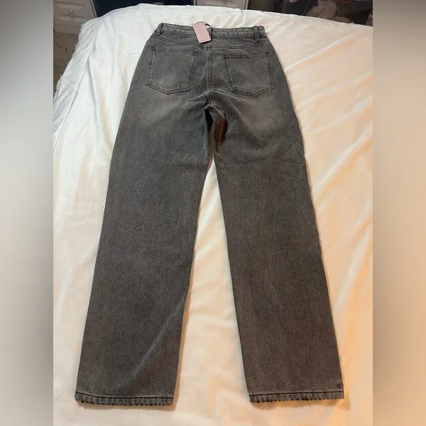 Micas Asymmetric Waist Straight Leg Jeans‎ Gray Size Small - Image 4