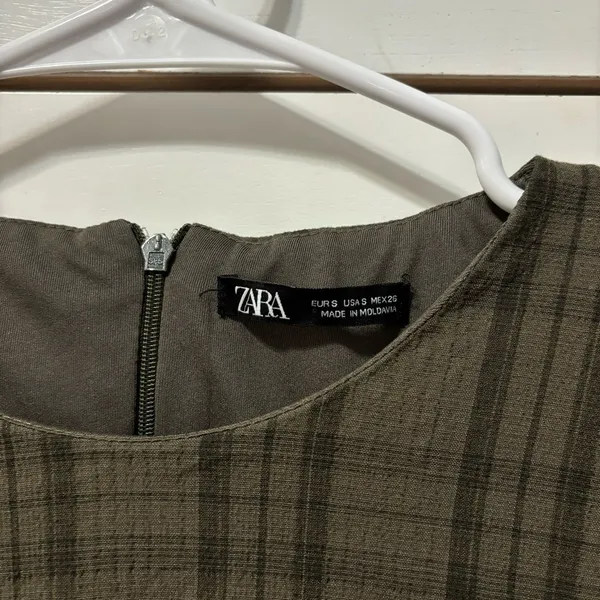 Zara Plaid Ruched Mini Dress - Image 4