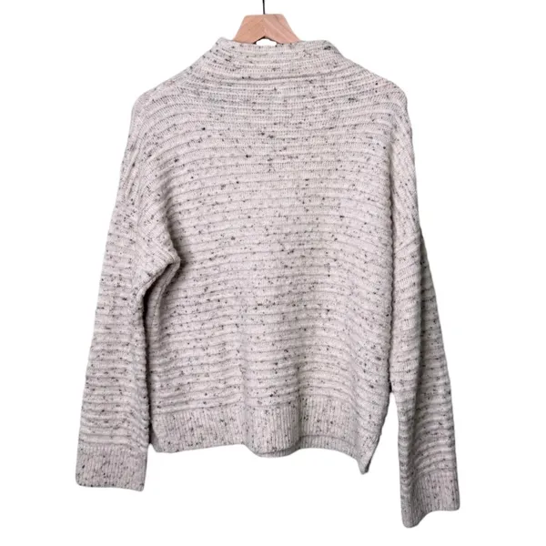 Madewell‎ Wool Belmont Donegal Mock Neck Sweater Cream Flecked Size Large - Image 5