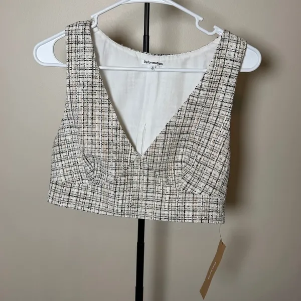 Reformation NWT Twill Sleeveless Crop Top Size 6 - Image 2