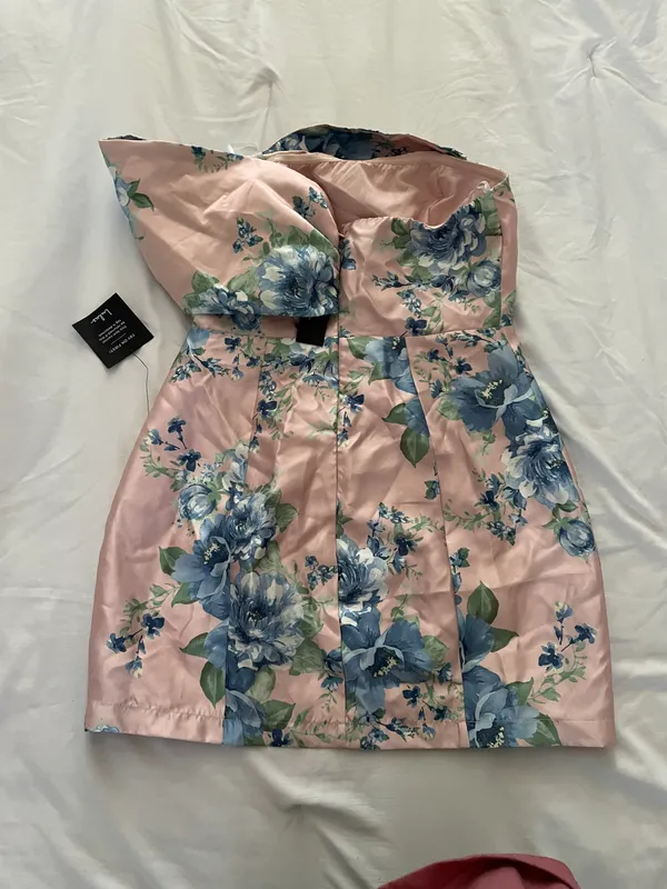 Lulus Soiree Darling Pink Floral Bow Off-the-Shoulder Mini Dress - Image 15