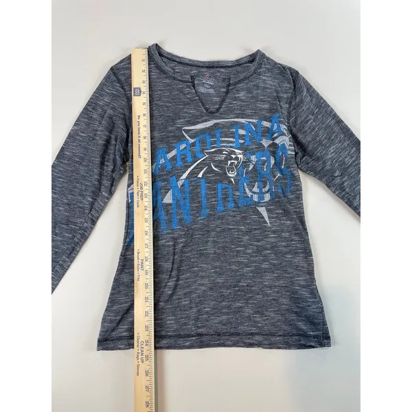 Majestic Womens Gray Carolina Panthers Long Sleeve V Neck Top M - Image 5
