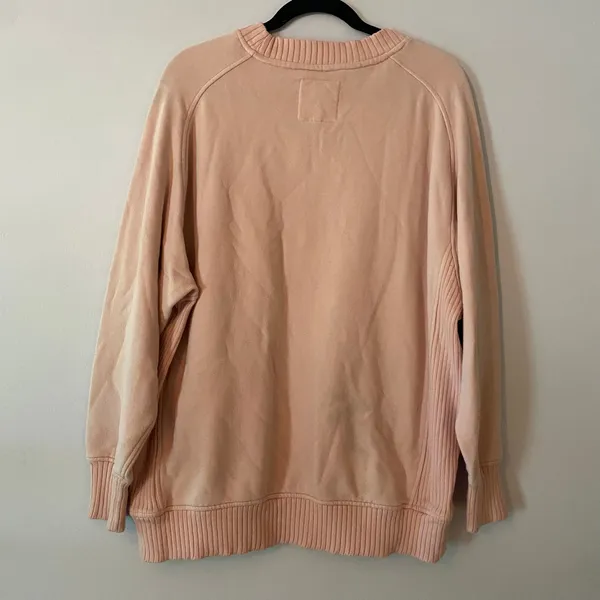 Aerie Pink Ribbed Oversized Crewneck Pullover Sweatshirt Loungewear Women Small - Image 5