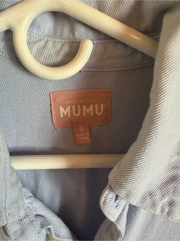 Show Me Your MuMu Light Blue Denim Romper size small - Image 3